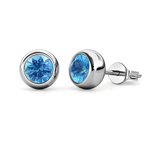 Destiny Moon December/Blue Topaz Birthstone Earrings with Swarovski Crystals in a Macaroon case
