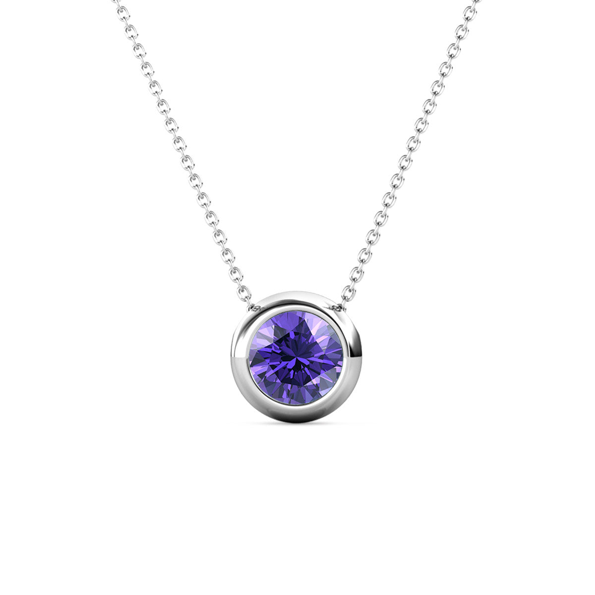 Destiny Moon February/Amethyst Birthstone Necklace with Swarovski Crystals