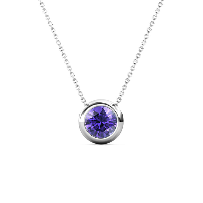 Destiny Moon February/Amethyst Birthstone Necklace with Swarovski Crystals