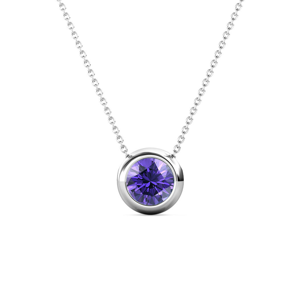 Destiny Moon February/Amethyst Birthstone Necklace with Swarovski Crystals