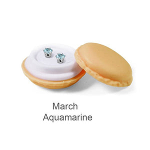 Destiny Birthstone March/Aquamarine Earrings with Swarovski Crystals in a Macaroon case