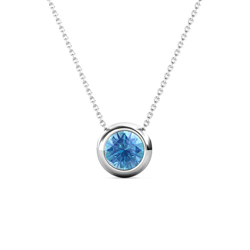Destiny Moon March/Aquamarine Birthstone Necklace with Swarovski Crystals