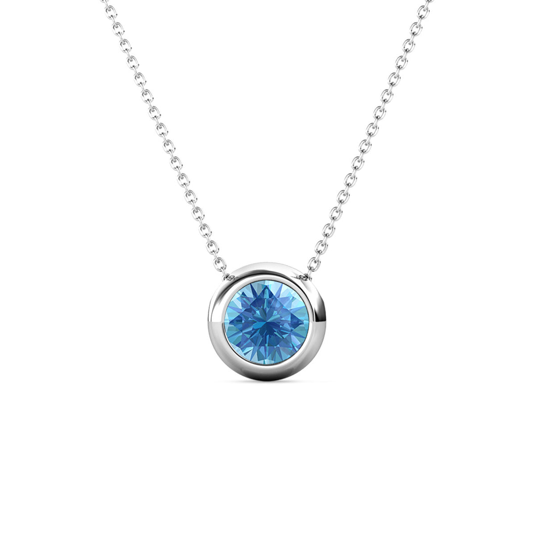 Destiny Moon March/Aquamarine Birthstone Necklace with Swarovski Crystals