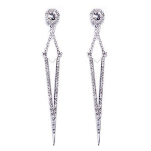 CDE Modern Drop Earrings with Swarovski Crystals - Silver