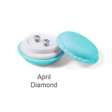 Load image into Gallery viewer, Destiny Birthstone April/Diamond Earrings with Swarovski Crystals in a Macaroon case