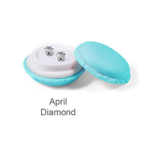 Destiny Birthstone April/Diamond Earrings with Swarovski Crystals in a Macaroon case