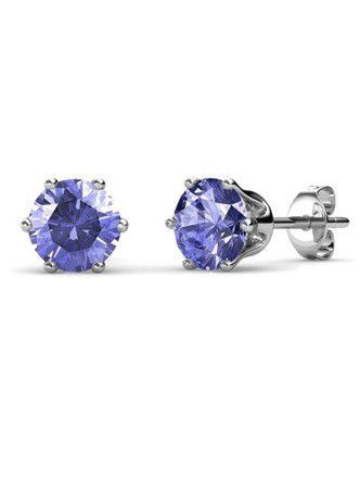 Destiny Birthstone February/Amethyst Earrings with Swarovski Crystals in a Macaroon case