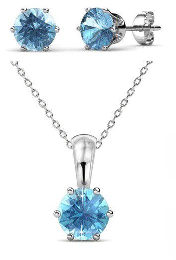 Destiny March Birth Set with Swarovski Crystals in 925 Sterling Silver