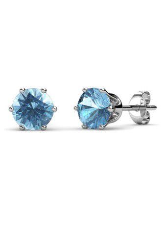 Destiny Birthstone March/Aquamarine Earrings with Swarovski Crystals in a Macaroon case