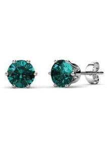 Destiny Birthstone May/Emerald Earrings with Swarovski Crystals in a Macaroon case
