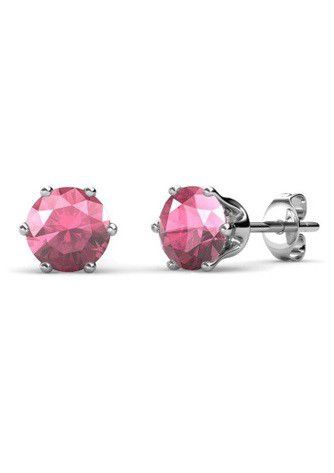 Destiny Birthstone October/Pink Tourmaline Earrings with Swarovski Crystals in a Macaroon case