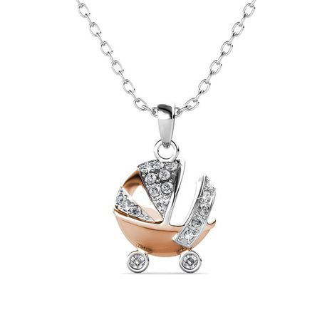Destiny 925 Sterling Silver Pram Necklace with Swarovski Crystals