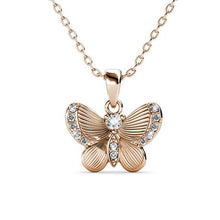 Load image into Gallery viewer, Destiny Butterfly wish necklace with Swarovski Crystals - Rose