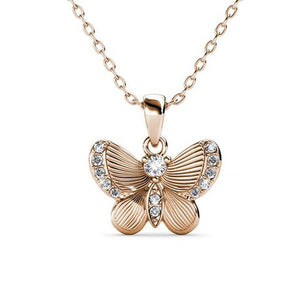 Destiny Butterfly wish necklace with Swarovski Crystals - Rose