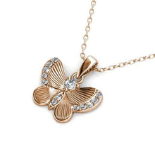 Load image into Gallery viewer, Destiny Butterfly wish necklace with Swarovski Crystals - Rose