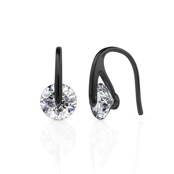 Destiny Hailey Earrings with Swarovski Crystals - Dark Grey