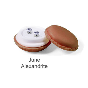 Destiny Birthstone June/Alexandrite Earrings with Swarovski Crystals in a Macaroon case