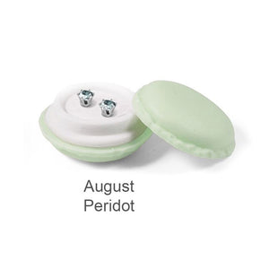 Destiny Birthstone August/Peridot Earrings with Swarovski Crystals in a Macaroon case