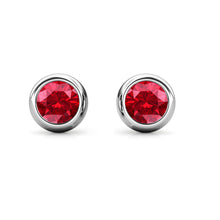 Load image into Gallery viewer, Destiny Moon July/Ruby Birthstone Earrings with Swarovski Crystals in a Macaroon case