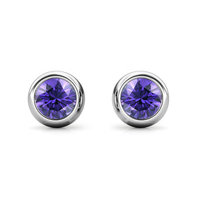 Destiny Moon February/Amethyst Birthstone Earrings with Swarovski Crystals in a Macaroon case