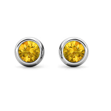Load image into Gallery viewer, Destiny Moon November/Citrine Birthstone Earrings with Swarovski Crystals in a Macaroon case