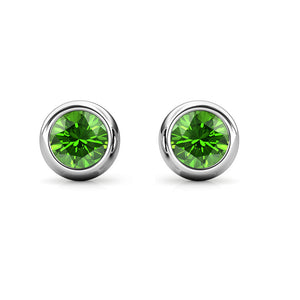 Destiny Moon August/Peridot Birthstone Earrings with Swarovski Crystals in a Macaroon case