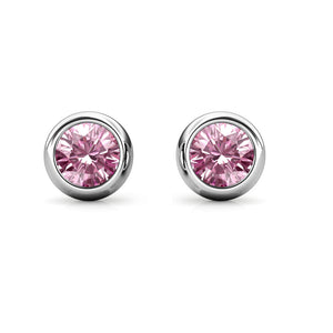 Destiny Moon October/Pink Tourmaline Birthstone Earrings with Swarovski Crystals in a Macaroon case