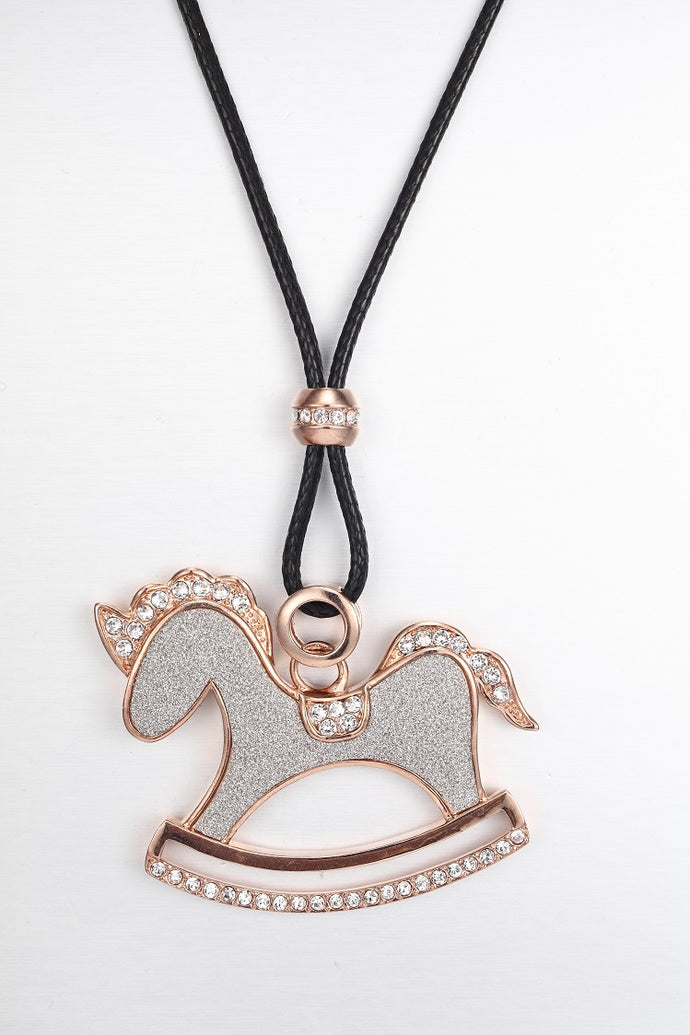 CDE Rocking Horse Necklace embellished with Swarovski Crystals