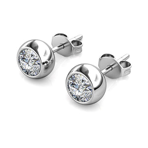 Destiny Moon April/Diamond Birthstone Earrings with Swarovski Crystals in a Macaroon case