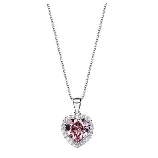 CDE 925 Sterling Silver birthstone heart necklace embellished with Swarovski crystals - December