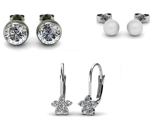 Destiny Jewellery Angelis 3 Pair Earring set embellished with Swarovski crystals