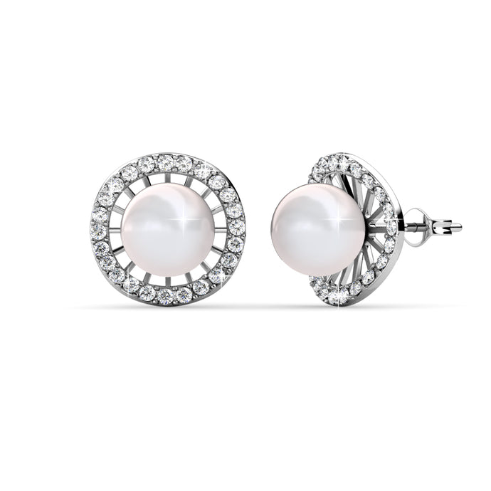 Destiny Jewellery Bella Pearl Earring embellished with Swarovski crystals