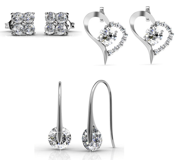 Destiny Jewellery Ella 3 Pair Earring set embellished with Swarovski crystals