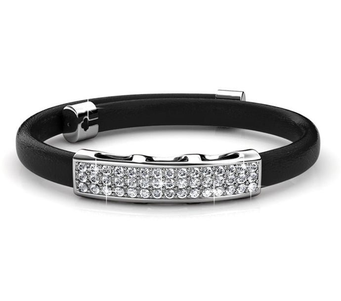 Destiny Jewellery Jackie Bracelet embellished with Swarovski crystals -Black/White Gold