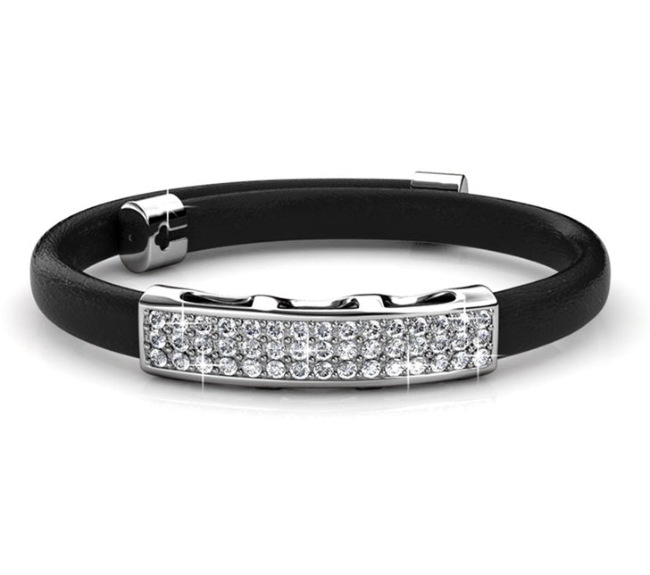 Destiny Jewellery Jackie Bracelet embellished with Swarovski crystals -Black/White Gold