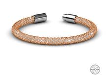 Load image into Gallery viewer, Rose gold mesh bracelet embellished with Swarovski crystals