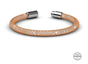 Rose gold mesh bracelet embellished with Swarovski crystals
