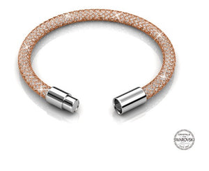 Rose gold mesh bracelet embellished with Swarovski crystals