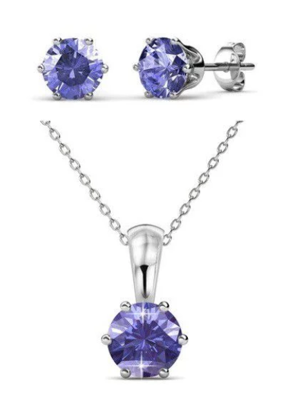 Destiny 925 Sterling Silver February Birth Set with Swarovski Crystals