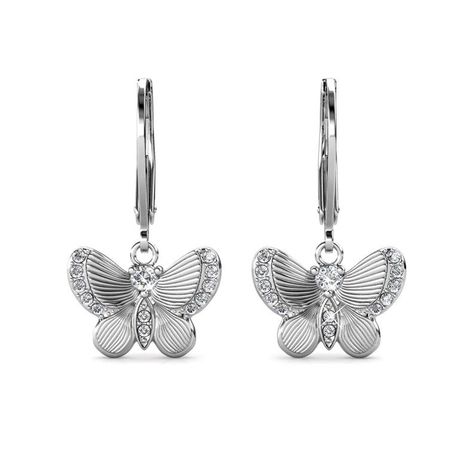 Destiny Butterfly wish earring with Swarovski Crystals – White