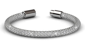 Destiny Jewellery Silver Mesh Bracelet with embellished with Swarovski crystals