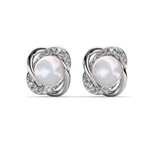 Load image into Gallery viewer, Destiny Pearl Flower Earrings with Swarovski Crystals