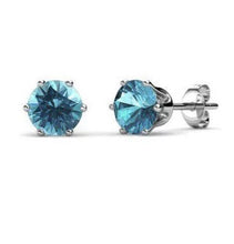 Load image into Gallery viewer, Destiny Birthstone December/Blue Topaz Earrings with Swarovski Crystals in a Macaroon case