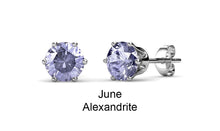 Load image into Gallery viewer, Destiny Birthstone June/Alexandrite Earrings with Swarovski Crystals in a Macaroon case