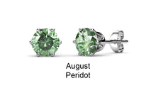 Load image into Gallery viewer, Destiny Birthstone August/Peridot Earrings with Swarovski Crystals in a Macaroon case