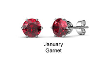 Load image into Gallery viewer, Destiny Birthstone January/Garnet Earrings with Swarovski Crystals in a Macaroon case