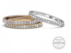 Destiny 925 Sterling Silver Trinity Ring set  embellished with Swarovski crystals