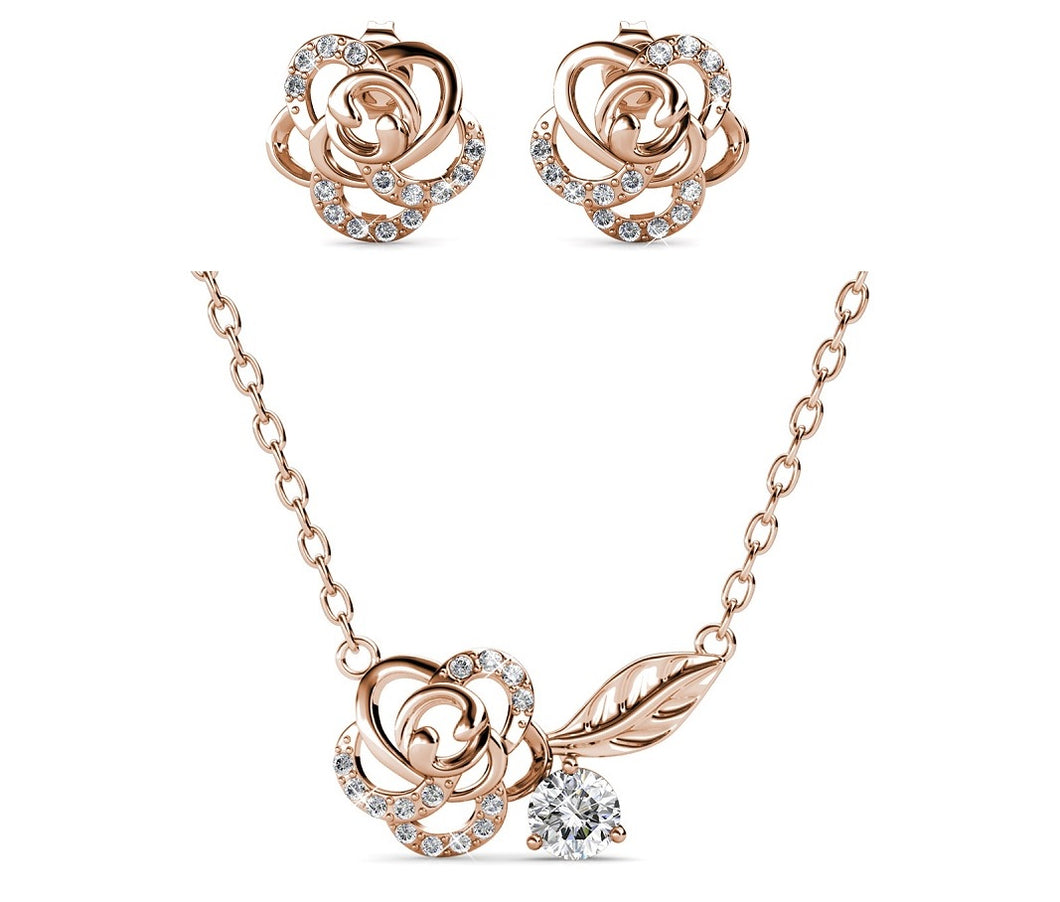 Destiny Blooming Rose Set With Crystals From Swarovski® - Rose gold