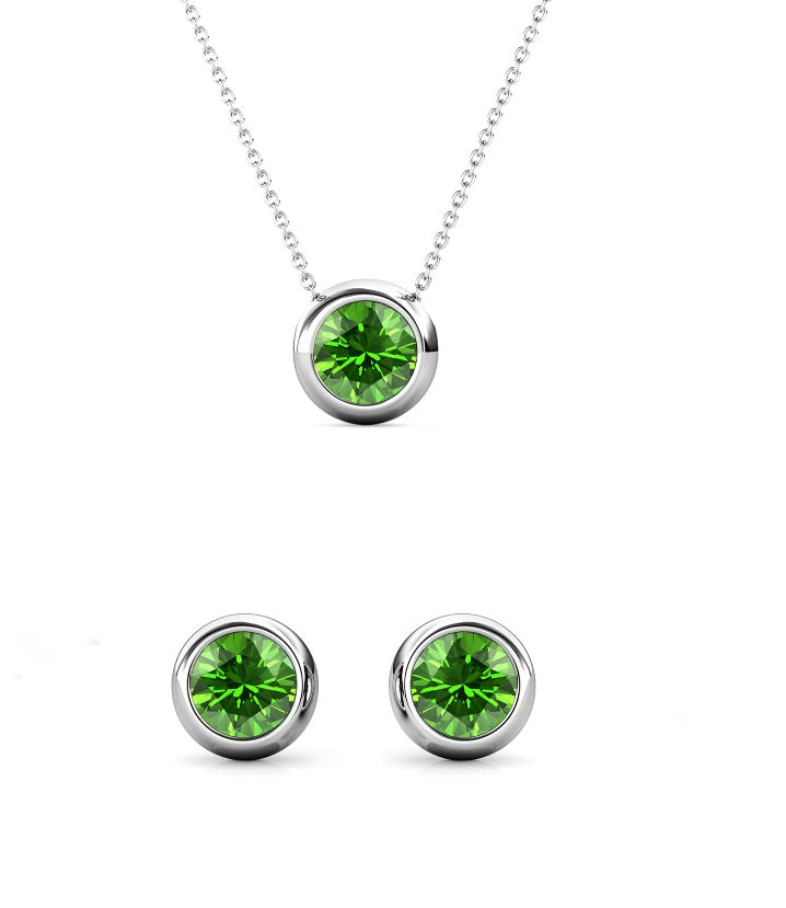 Destiny Moon August/Peridot Birthstone Set with Swarovski Crystals in a Macaroon case