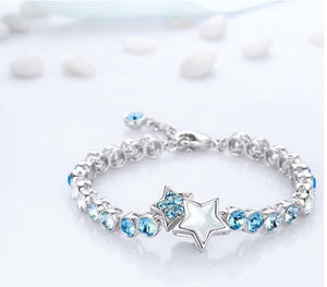Stunning stars Swarovski bracelet with rhodium plating